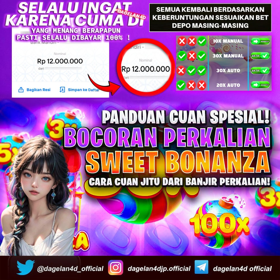 Sweet Bonanza Gacor Menang 12Juta di Dagelan4d