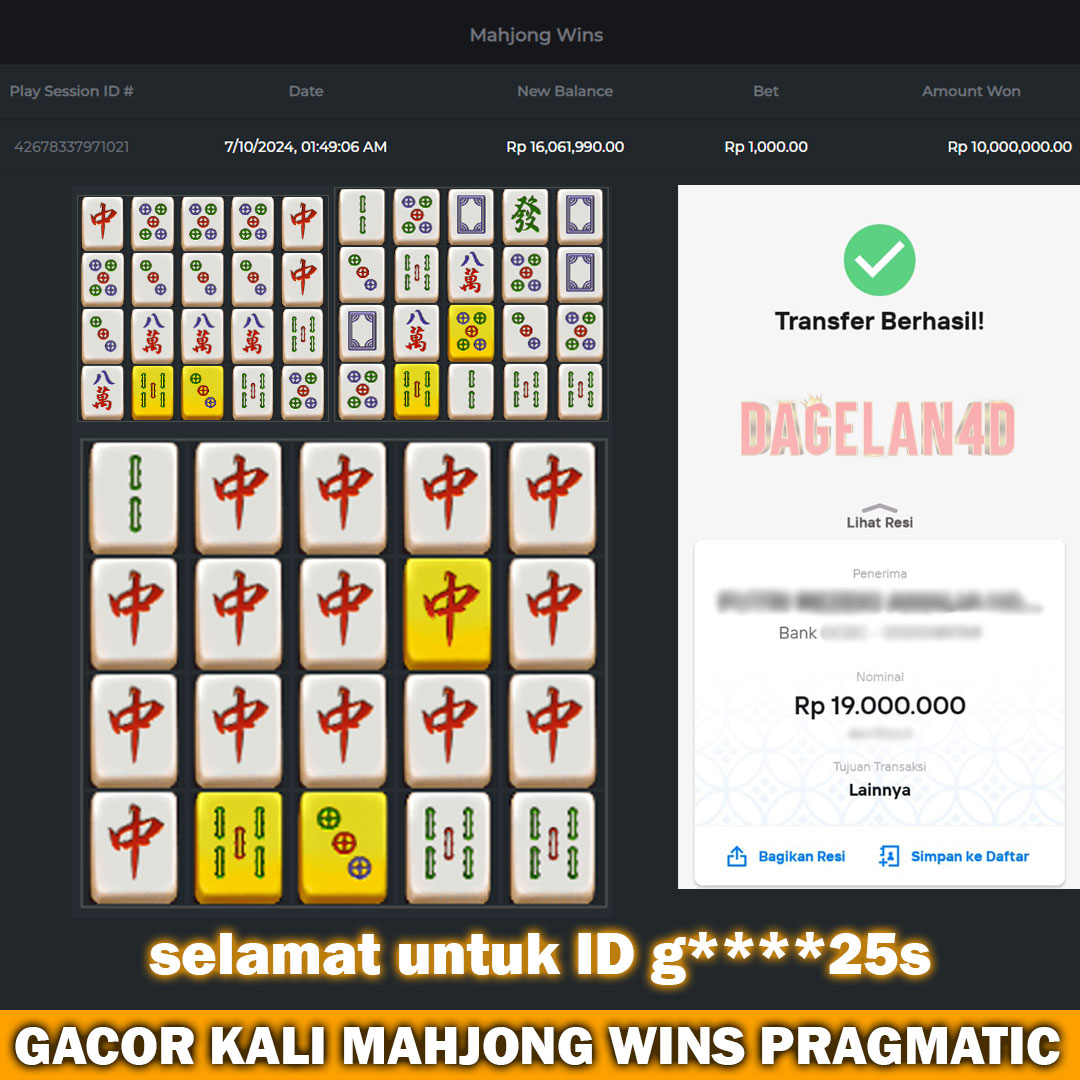 KEMENANGAN MAHJONG WINS PRAGMATIC DI DAGELAN4D