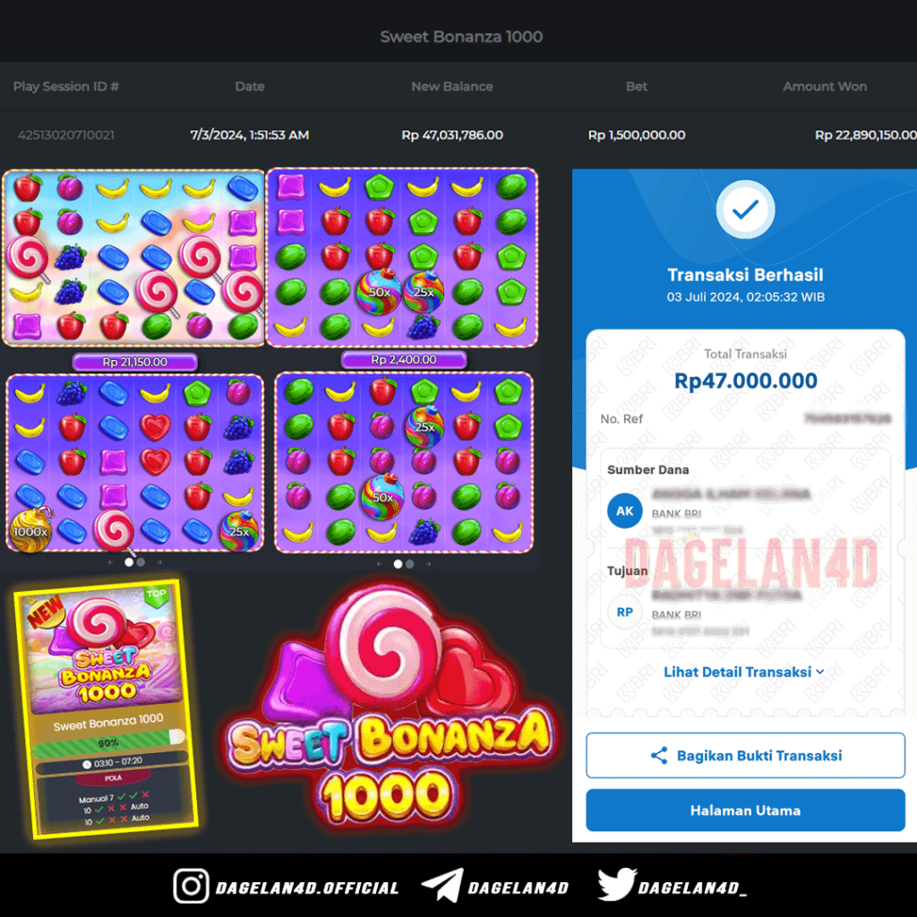 Kemenangan Sweet Bonanza 1000 Meledak Withdraw 47Juta