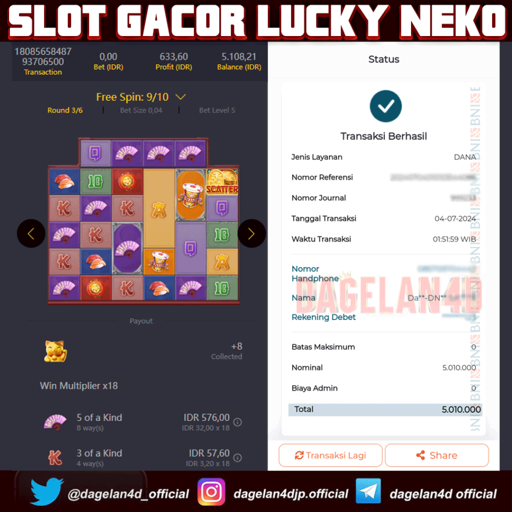 Kemenangan Slot Lucky Neko Sudah Terbayarkan Lunas